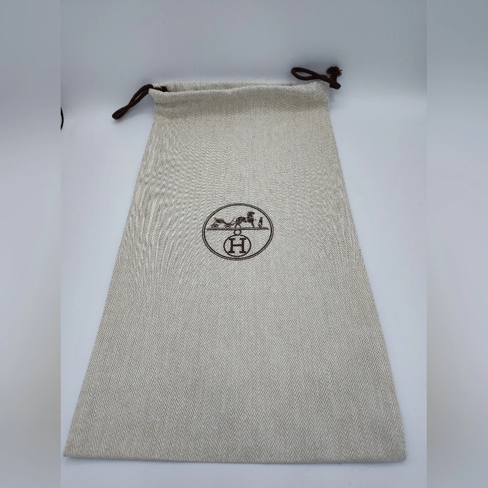 Authentic Hermès Herringbone Drawstring Dust Bag Shoe Bag Storage 17x10 - Picture 1 of 4